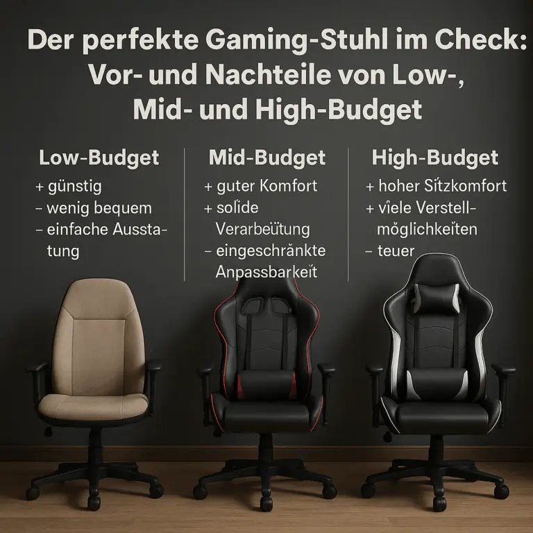 Gaming-Stuhl, ergonomischer Gaming-Stuhl, 4D-Armlehnen, Lordosenstütze, Mesh vs. PU-Leder, Gaming-Stuhl Test, Bürostuhl Alternative, Preis-Leistung Gaming-Stuhl