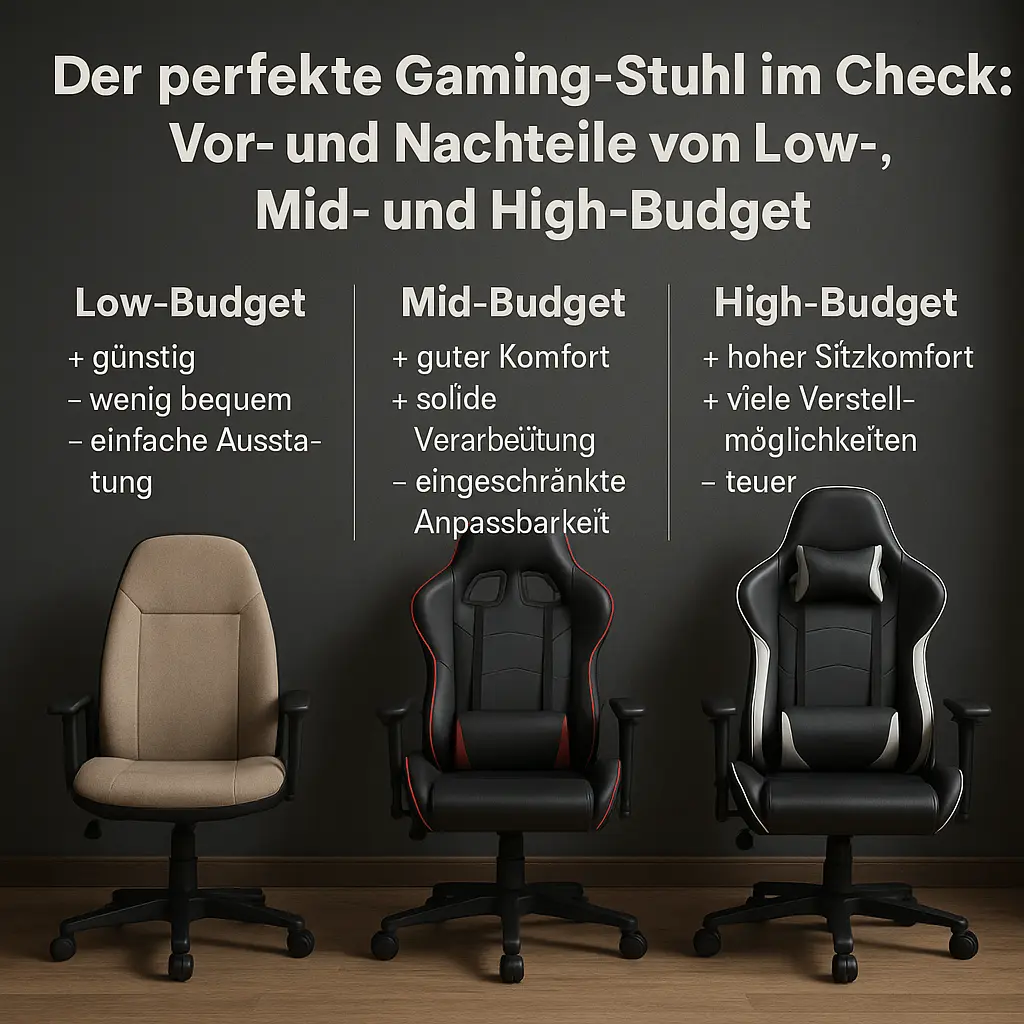 Gaming-Stuhl, ergonomischer Gaming-Stuhl, 4D-Armlehnen, Lordosenstütze, Mesh vs. PU-Leder, Gaming-Stuhl Test, Bürostuhl Alternative, Preis-Leistung Gaming-Stuhl